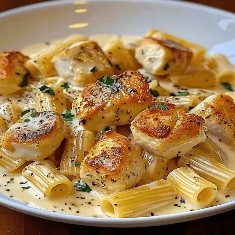 Creamy Garlic Butter Chicken and Rigatoni in Parmesan Sauce