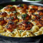Garlic Butter Chicken Bites with Creamy Parmesan Pasta