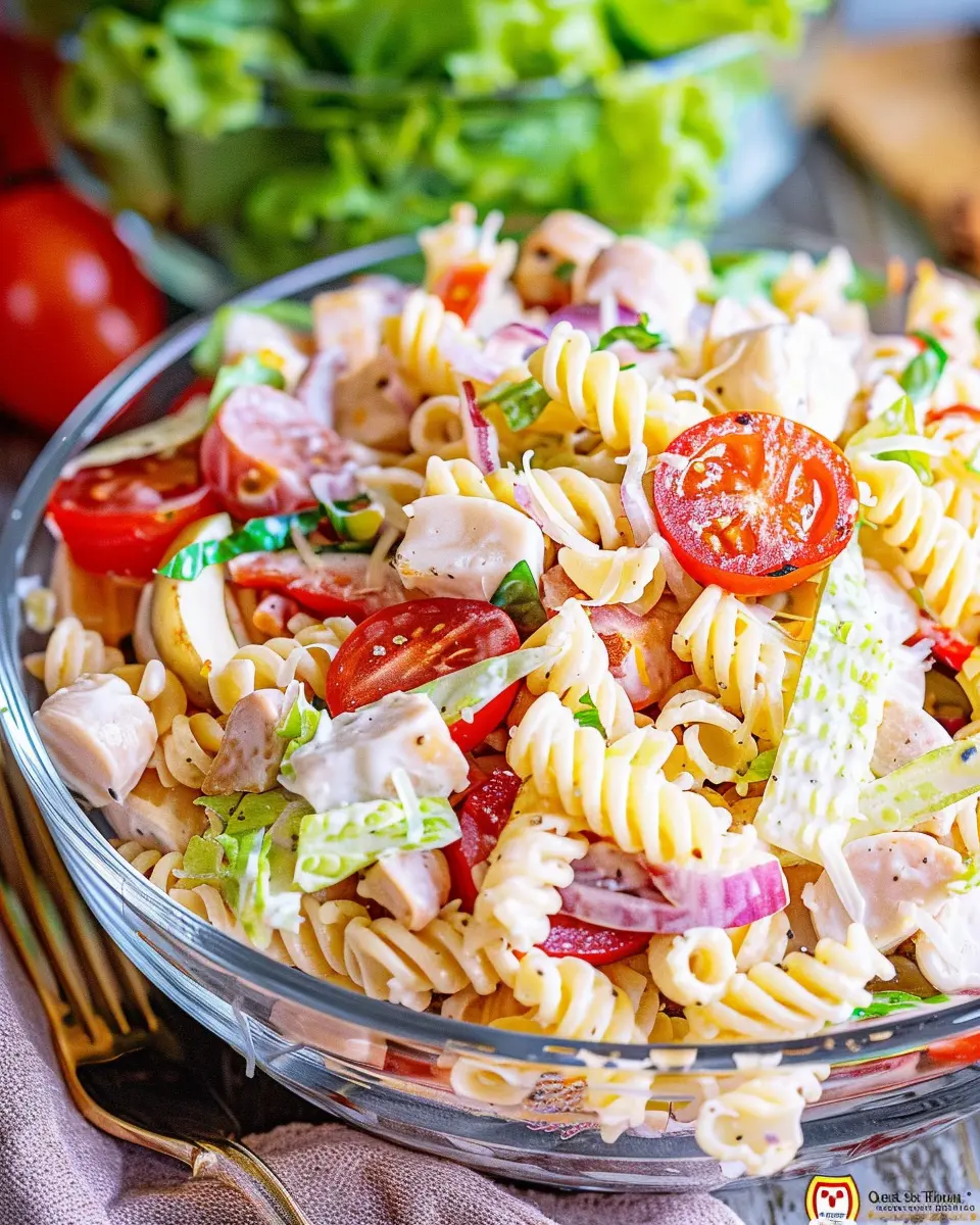 Italian Grinder Pasta Salad: Easy Recipe with Turkey Bacon and Chicken Ham