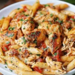 Tomato Pasta with Chicken and Mozzarella