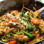 Chicken Sausages with Zucchini Tomatoes and Pasta