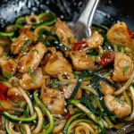 Garlic Chicken Zucchini Noodles Stir Fry