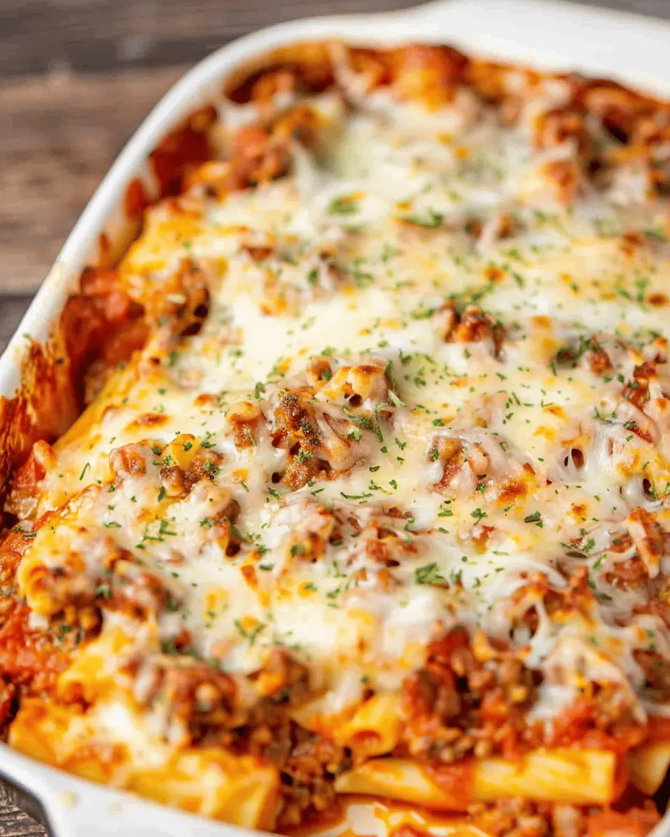 Ultimate Million Dollar Baked Ziti with Turkey Bacon Delight