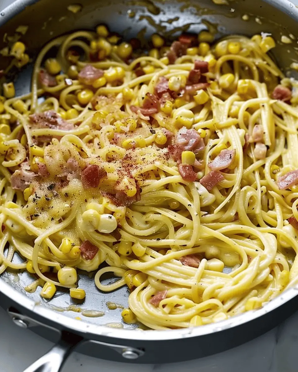 Spicy Corn Carbonara with Turkey Bacon: A Creamy Delight at Home