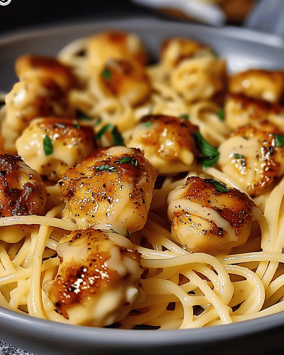 Garlic Butter Chicken Bites: Easy Recipe with Creamy Parmesan Pasta
