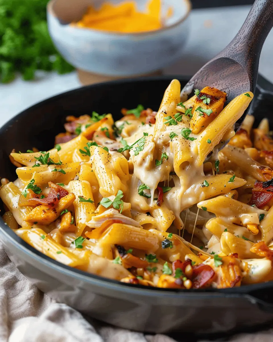 Crack Chicken Penne: Indulgent Comfort with Turkey Bacon and Chicken Ham