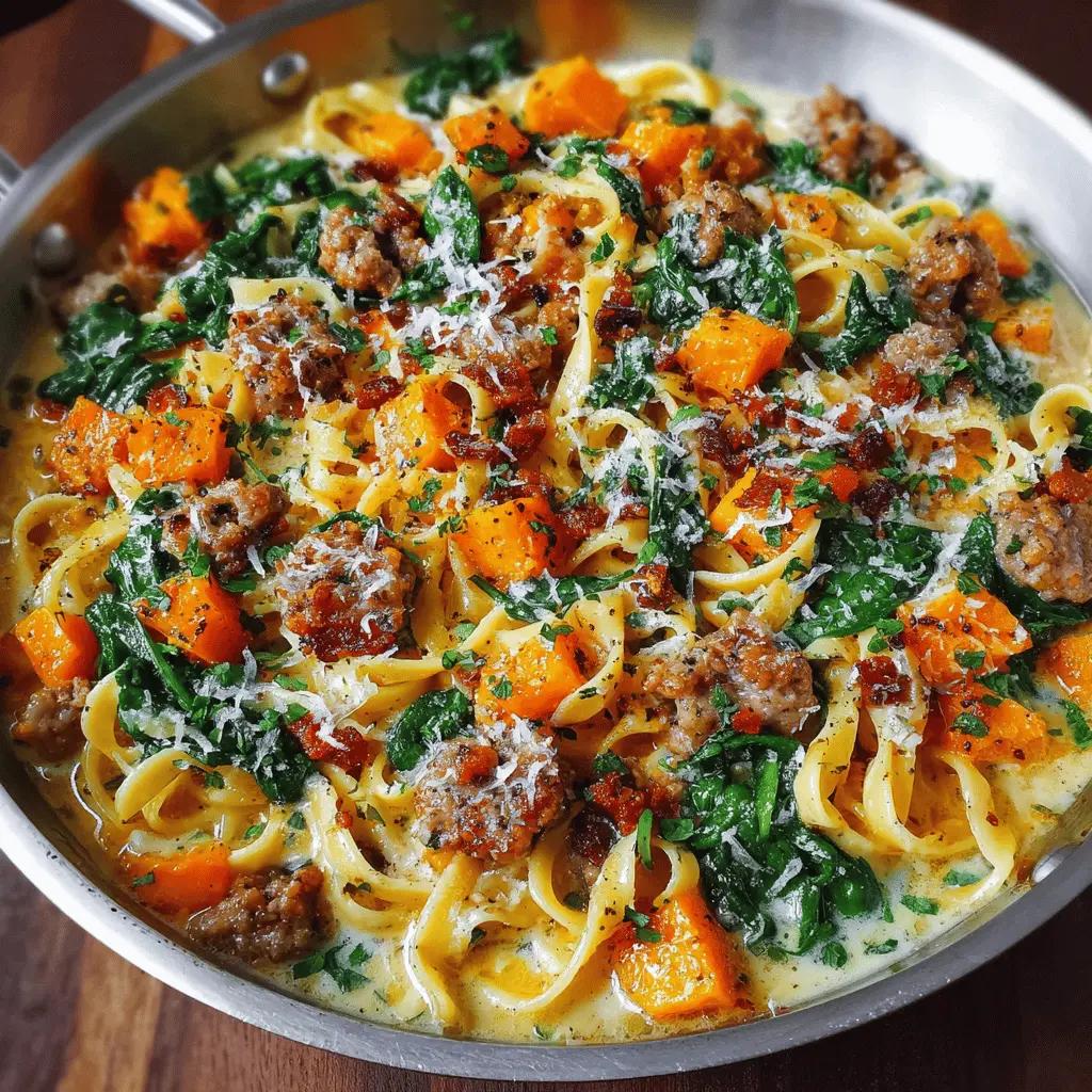 Creamy Butternut Squash Pasta: An Indulgent Twist with Sausage and Spinach