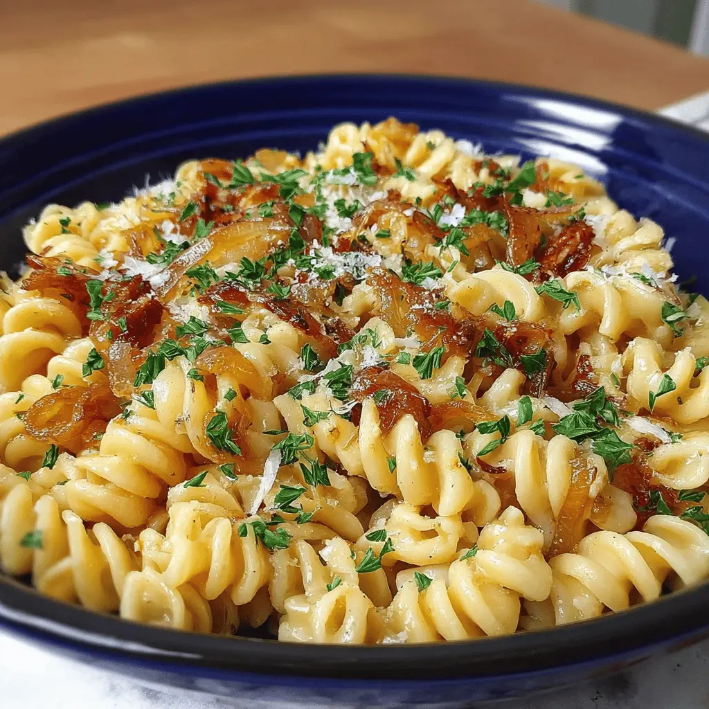 Creamy Caramelized Onion Pasta with Turkey Bacon Delight