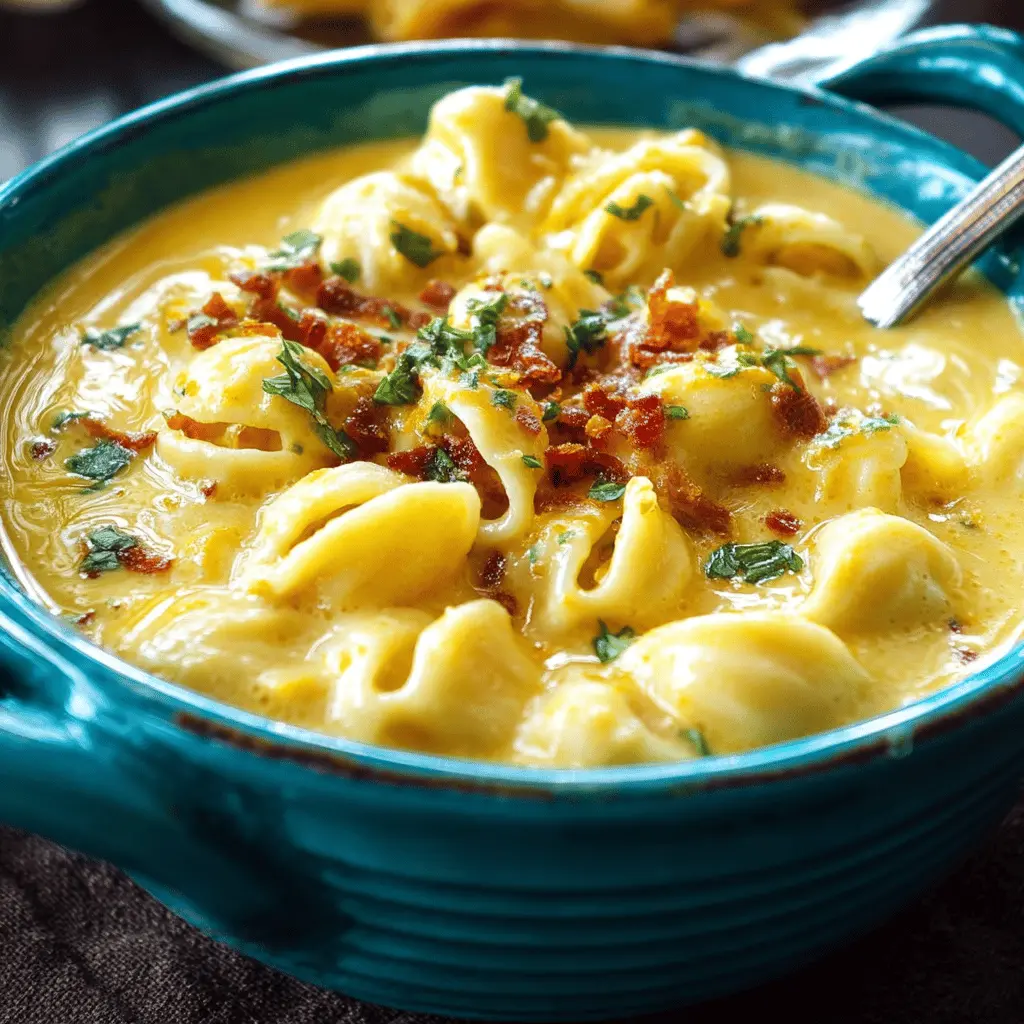 Mac and Cheese Soup: Indulgent Comfort with Turkey Bacon and Chicken Ham