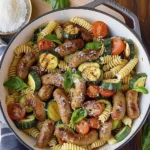 Sausages with Zucchini, Tomatoes, and Pasta