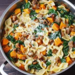 Creamy Butternut Squash Pasta with Sausage and Spinach