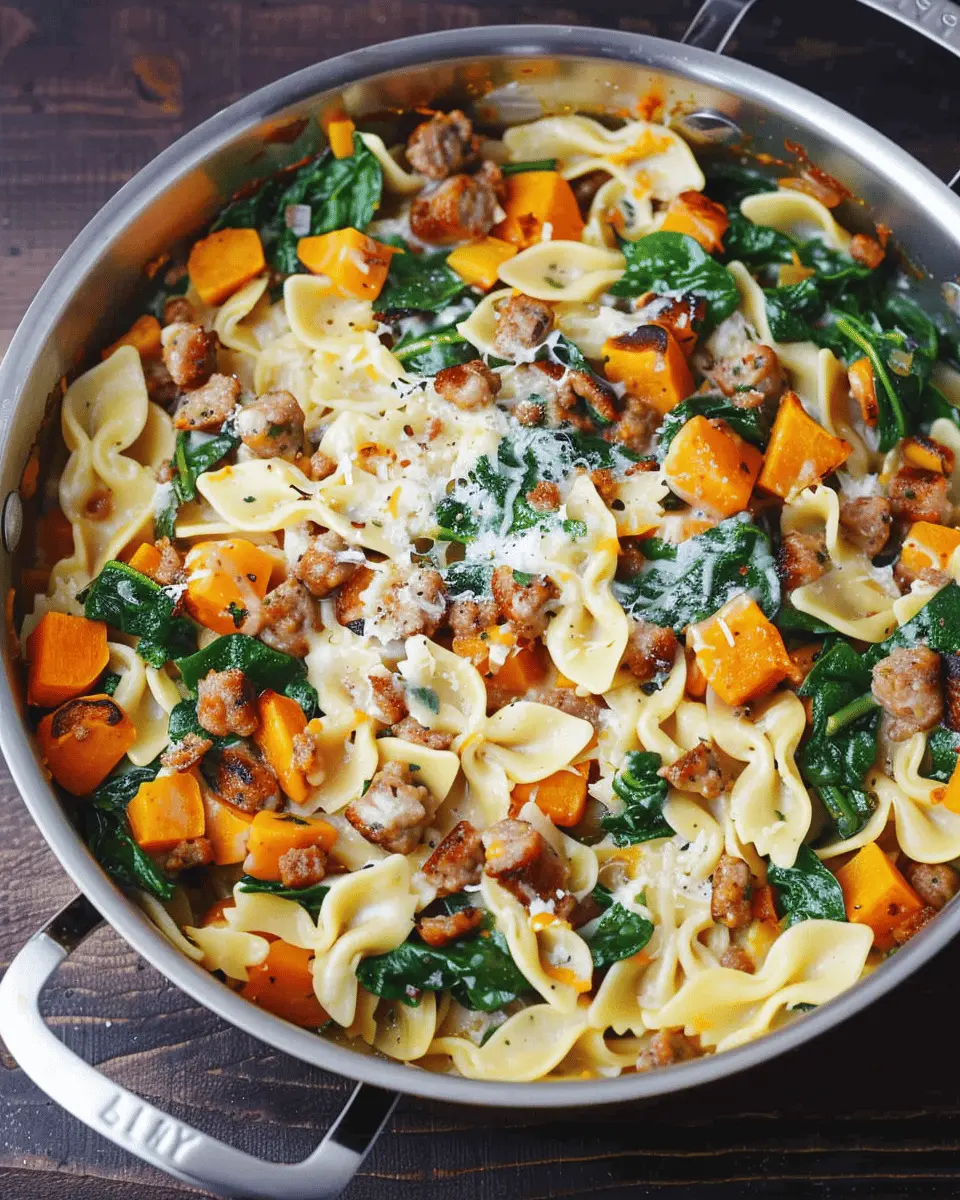 Creamy Butternut Squash Pasta: Indulgent Sausage & Spinach Delight