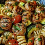 Chicken Sausages with Zucchini, Tomatoes, and Pasta