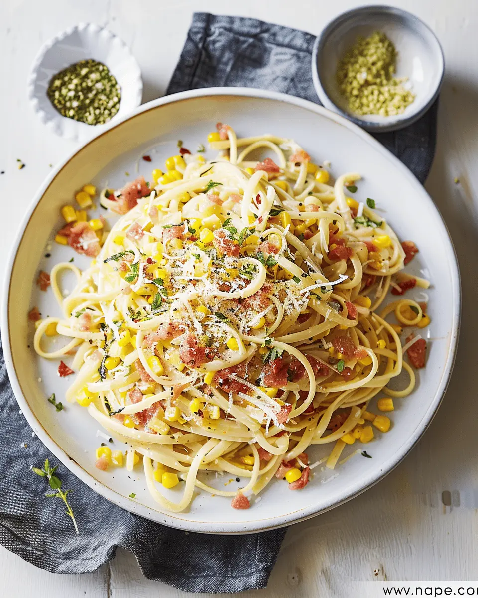 Spicy Corn Carbonara with Turkey Bacon: A Flavorful Twist