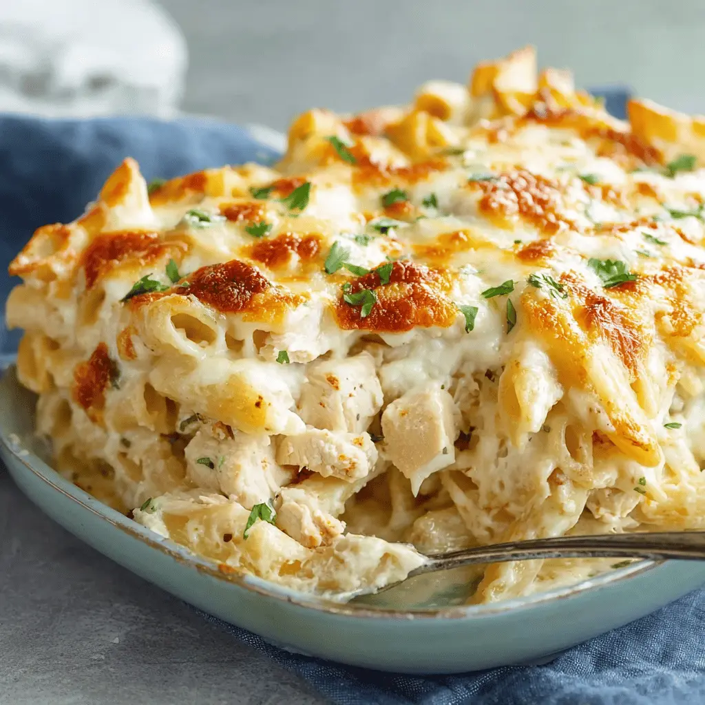Chicken Alfredo Casserole: Easy Comfort Food with Turkey Bacon