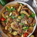 Chicken Sausages with Zucchini, Tomatoes, and Pasta