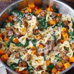 Creamy Butternut Squash Pasta with Sausage and Spinach