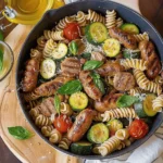 Chicken Sausages with Zucchini, Tomatoes, and Pasta