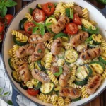 Chicken Sausages with Zucchini, Tomatoes, and Pasta