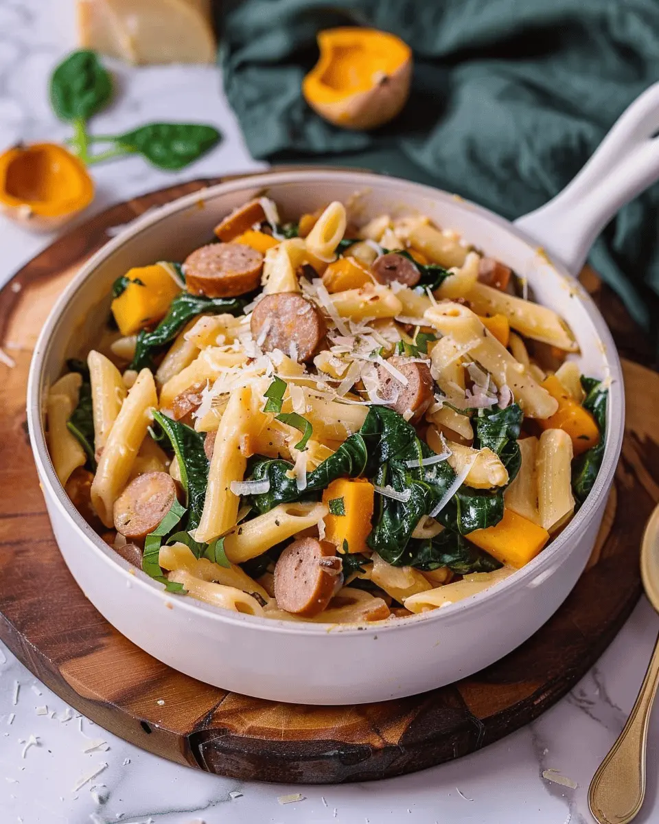Creamy Butternut Squash Pasta: Indulgent Spinach & Turkey Bacon Delight