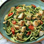 Garlic Chicken Zucchini Noodles Stir Fry