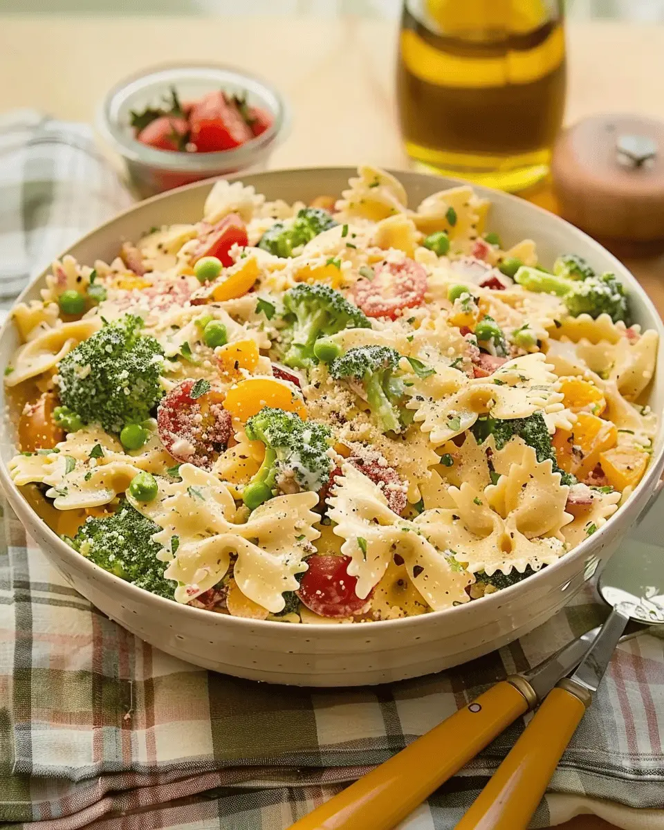 Bow Tie Pasta Salad with Turkey Bacon and Chicken Ham Delight