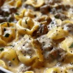 Cheesesteak Tortellini in Creamy Provolone Sauce