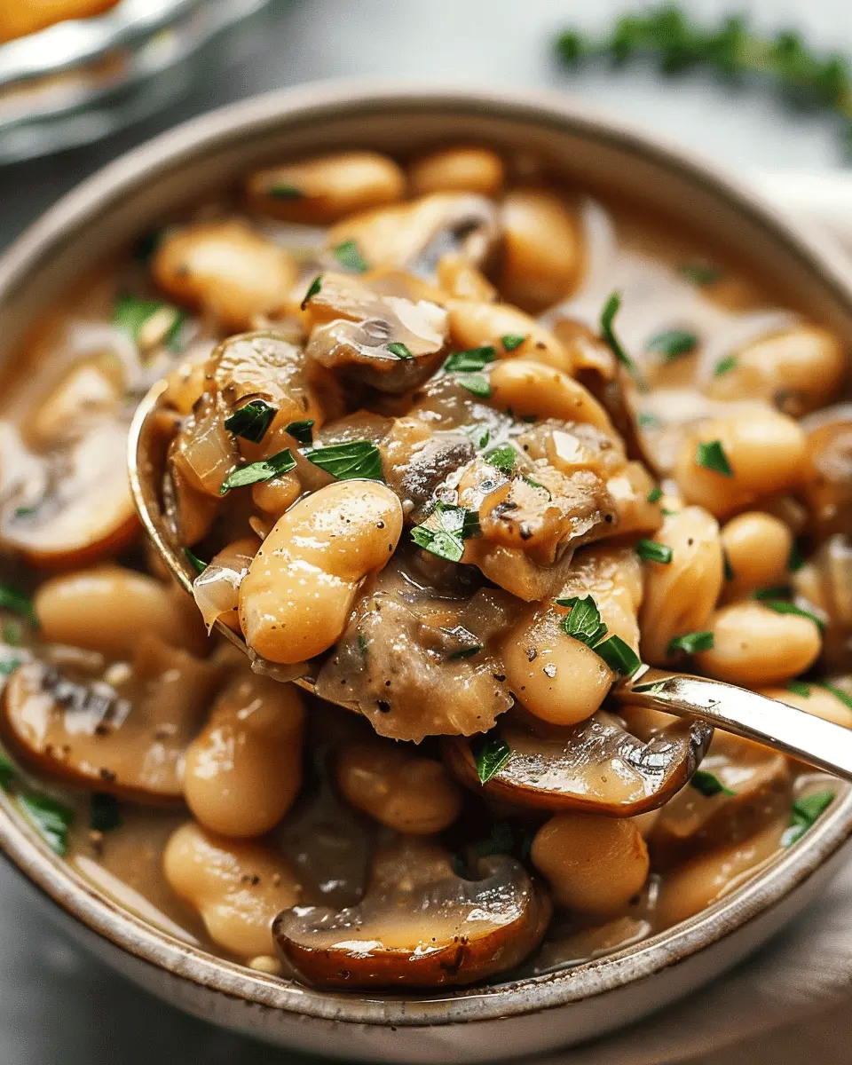 Cozy White Bean Mushroom Stew: Hearty Comfort with Turkey Bacon