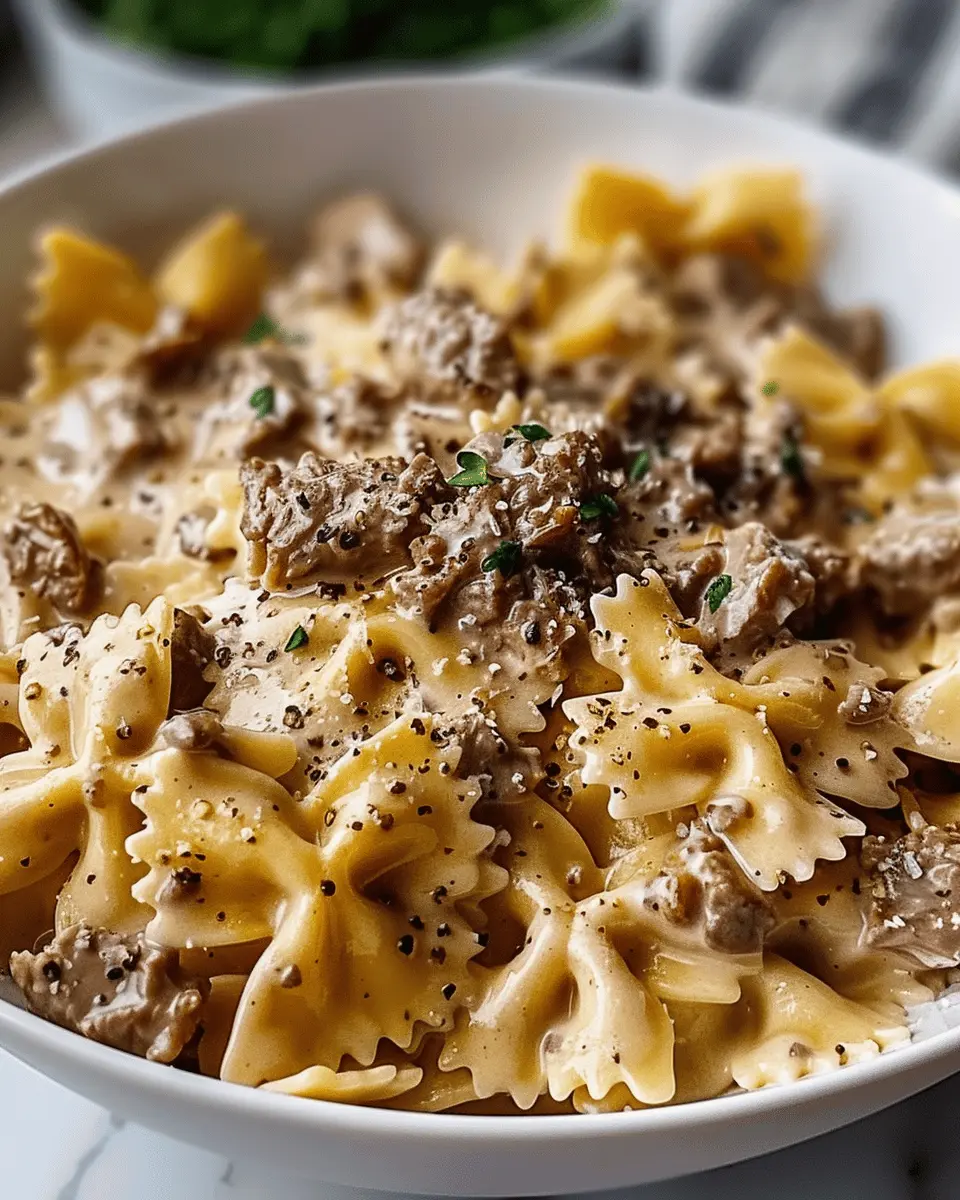 Creamy Parmesan Garlic Beef Bowtie Pasta: A Cozy Dinner Delight