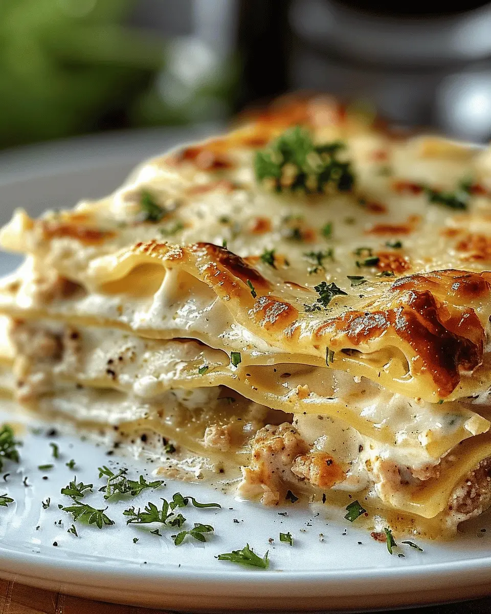 Creamy White Lasagna Delight: A Flavorful Twist with Turkey Bacon