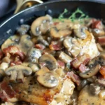 One Skillet Keto Chicken with Bacon Mushroom Gravy