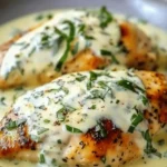 Mozzarella Chicken in Basil Cream Sauce