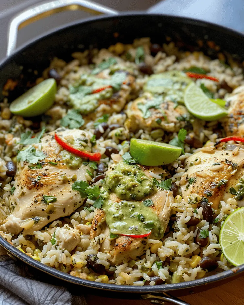 Salsa Verde Chicken & Rice Skillet: Easy Homemade Delight