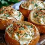 Chicken Alfredo Garlic Bread Bowls