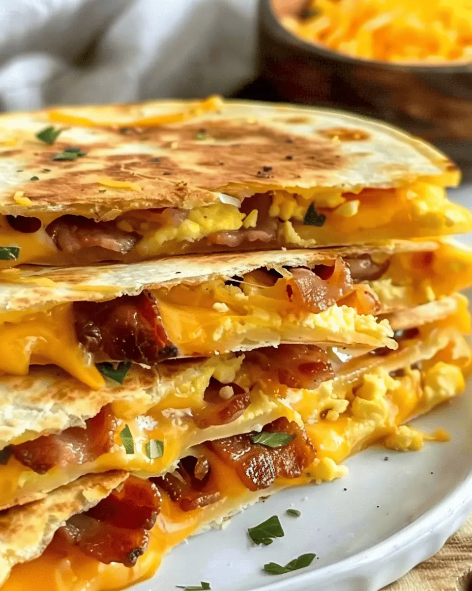 Bacon Egg and Cheese Breakfast Quesadillas with Turkey Bacon Delight