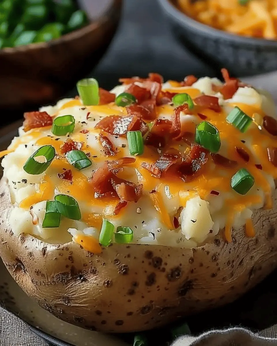 Comforting Loaded Baked Potato with Turkey Bacon and Chicken Ham