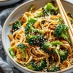 Crispy Broccoli Sweet and Spicy Sesame Tahini Noodles