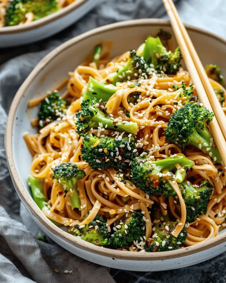 Crispy Broccoli Sweet and Spicy Sesame Tahini Noodles Made Easy