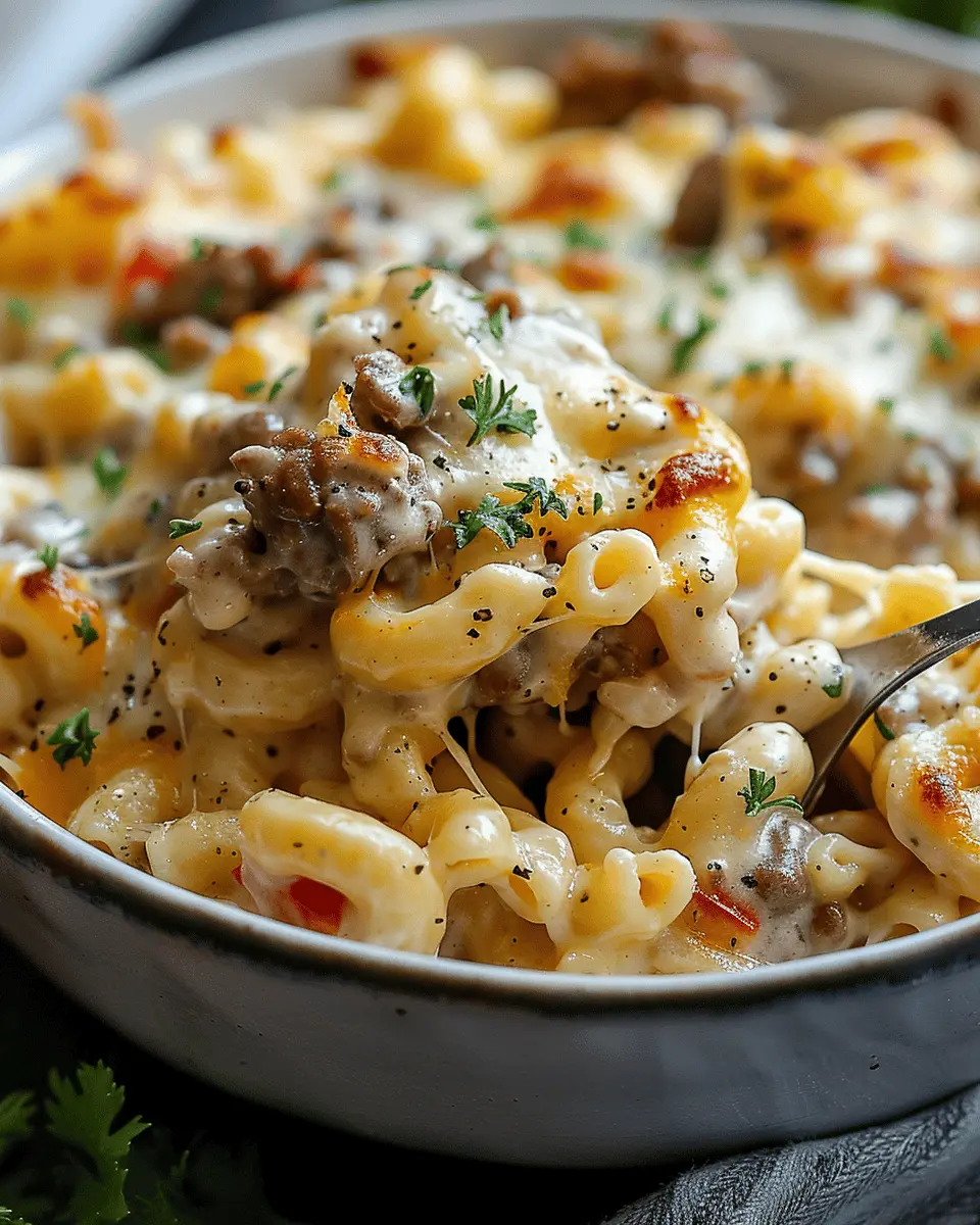 High-Protein Creamy Philly Cheesesteak Mac & Cheese Delight