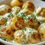 Creamy Garlic Sauce Baby Potatoes