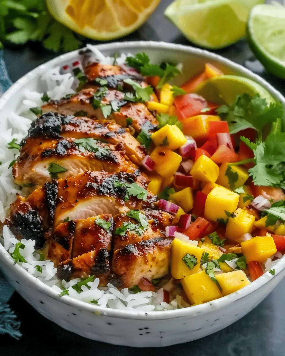 Jerk Chicken Bowls: A Juicy Delight with Mango Salsa & Coconut Rice