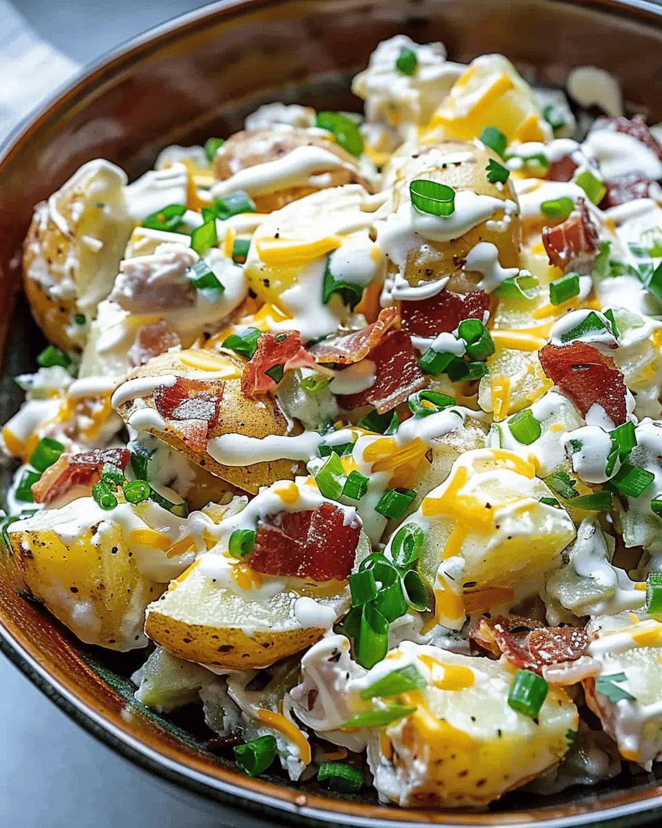 Loaded Baked Potato Salad: Indulgent Twist with Turkey Bacon and Chicken Ham