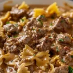 Creamy Beef and Bowtie Pasta