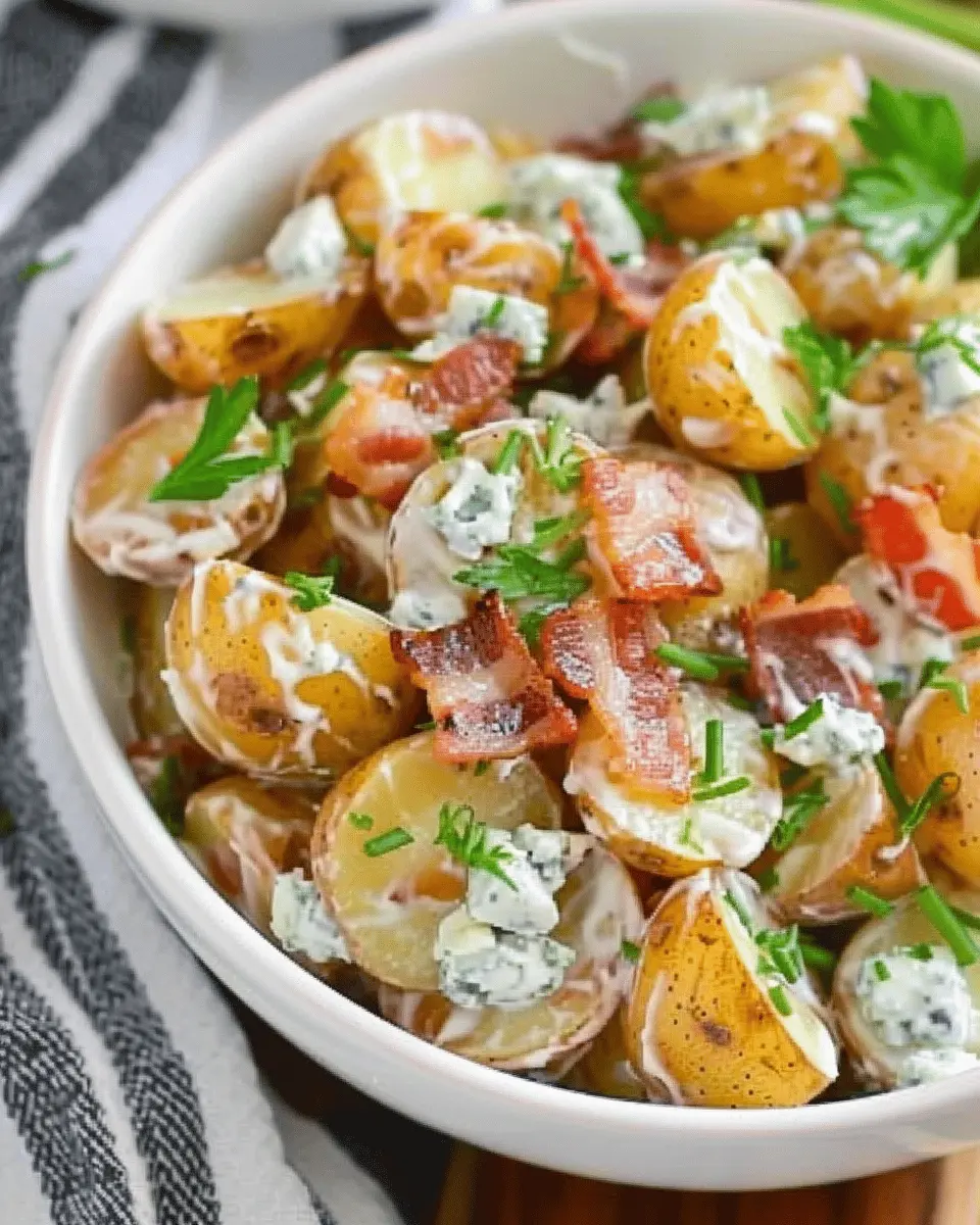 Bacon Blue Cheese Potato Salad: Easy Turkey Bacon Twist
