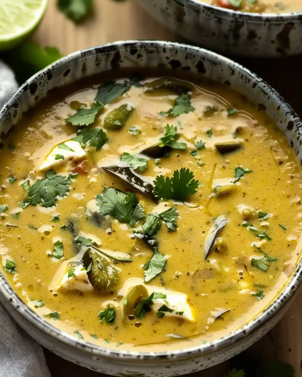Mouthwatering Roasted Poblano Soup with Turkey Bacon Delight