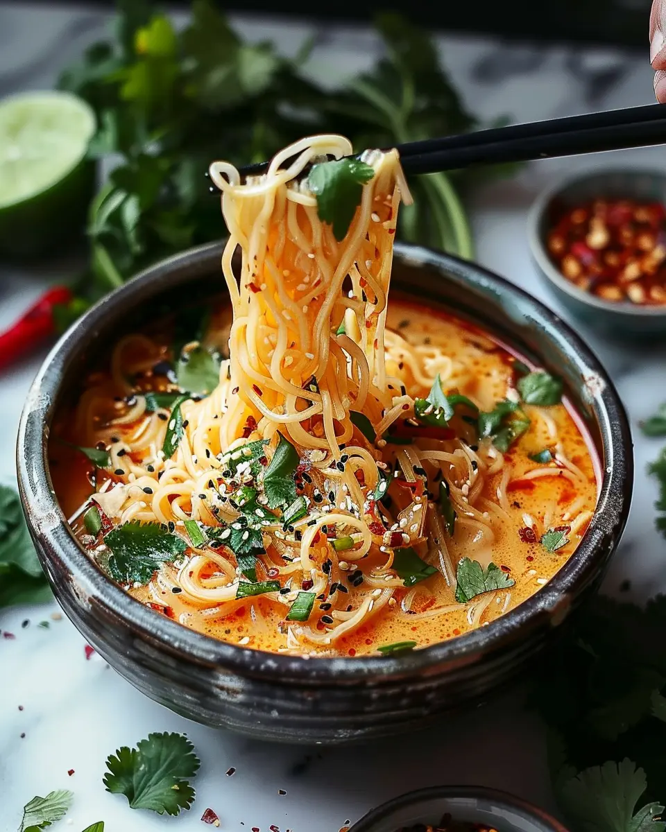 Spicy Coconut Noodles: Easy Recipe with Turkey Bacon Twist