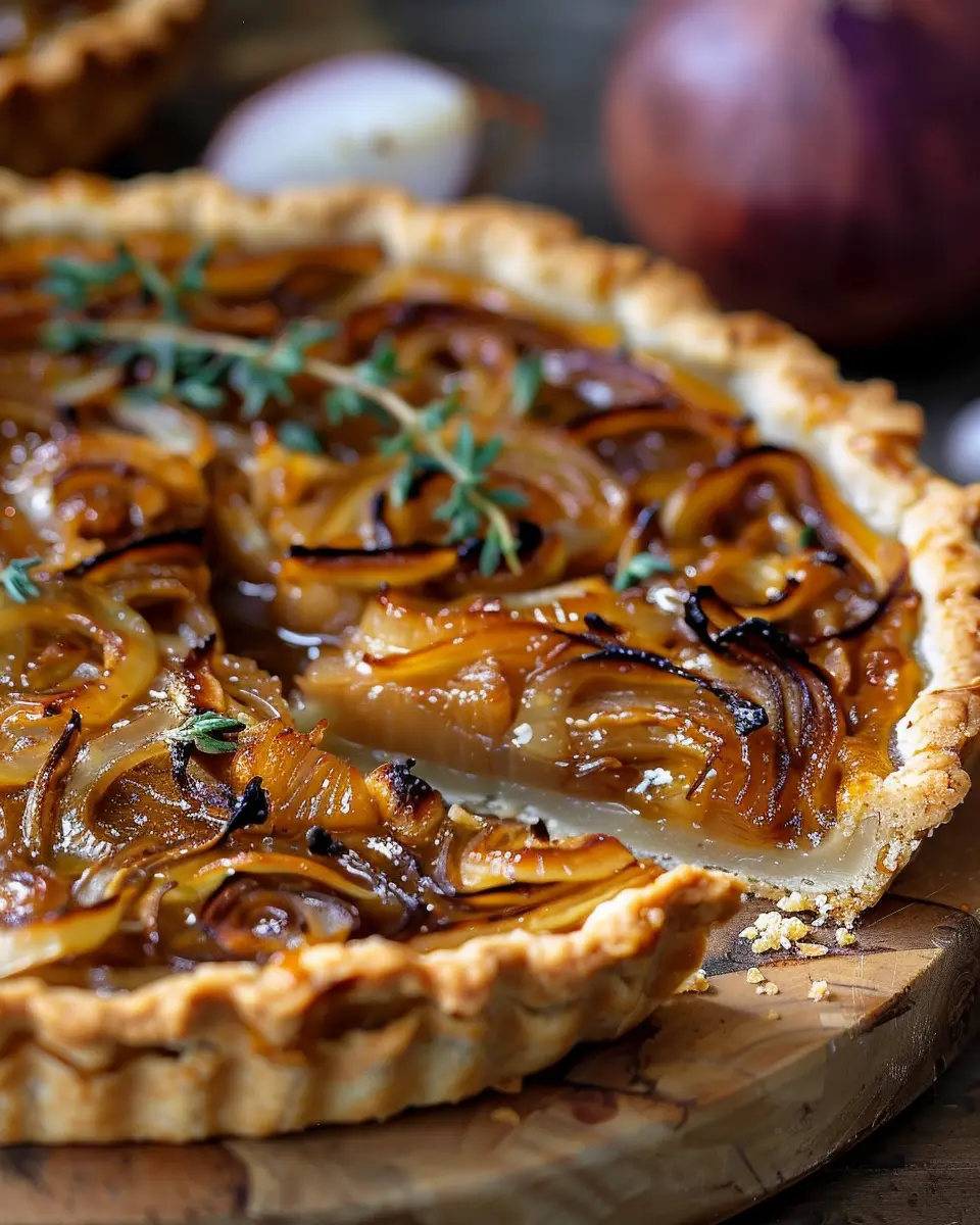Caramelized Onion Tart: Indulgent Flavors with Turkey Bacon Delight