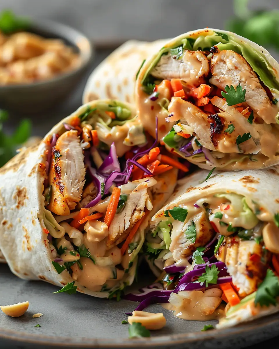 Thai Chicken Wrap: Easy Recipe with Crunchy Asian Slaw Delight
