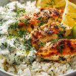 Dump-and-Bake Chicken Tzatziki Rice