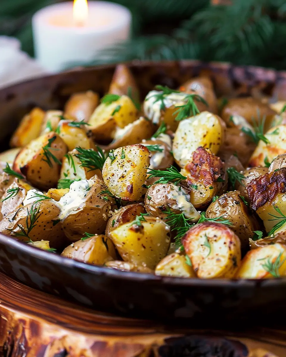 Creamy Mustard Roasted Potatoes with Turkey Bacon Delight